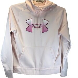 Under Armour Hoodie‎ Sweatshirt Womens XS Pink Pockets Logo Pullover